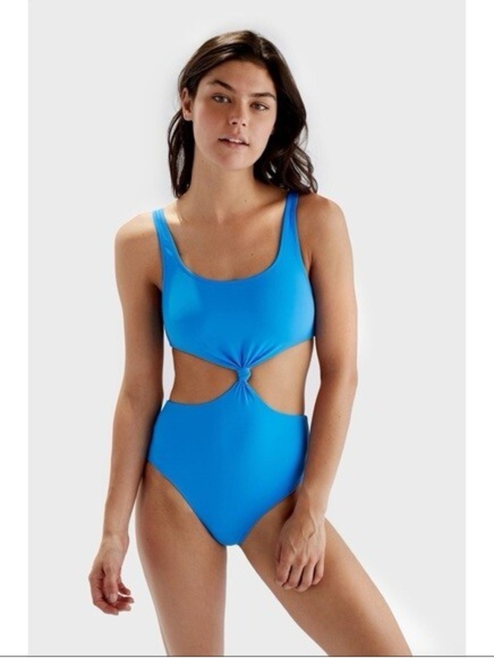 SOLID & STRIPED Bailey Sea One Piece Swimsuit Blue Knot Cutout Open Back NWOT S